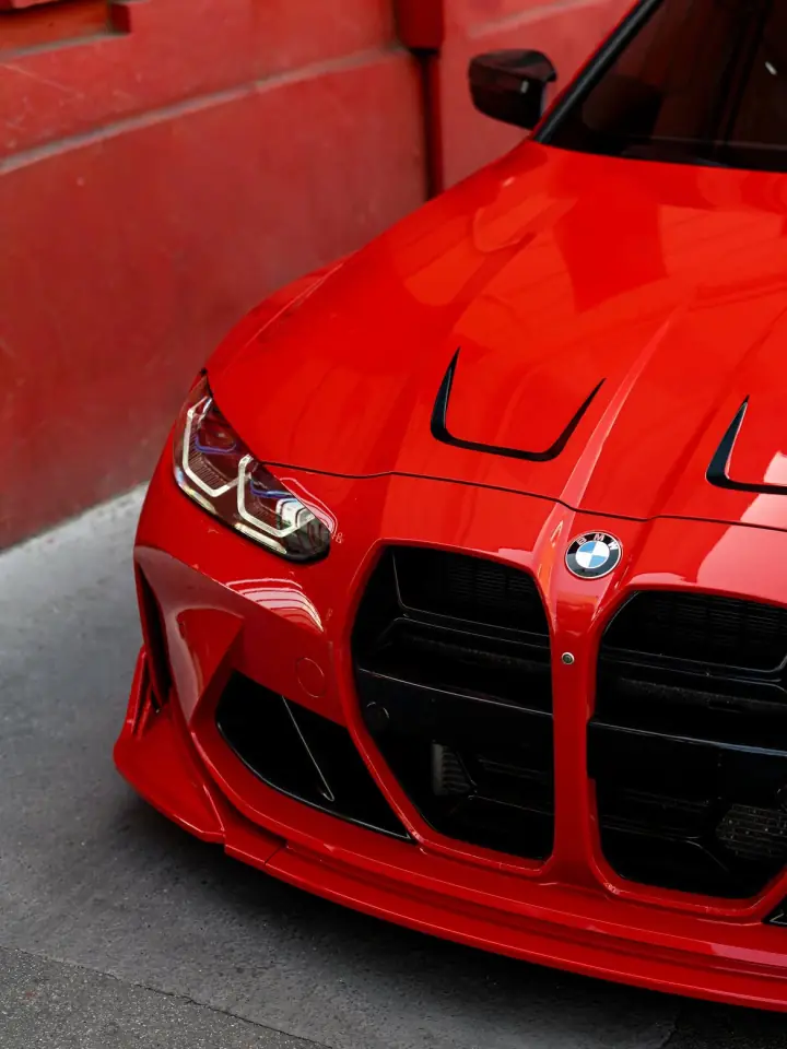 Red BMW performance car detail